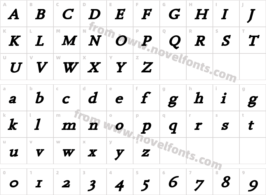 Hanch Bold ItalicCharacter Map