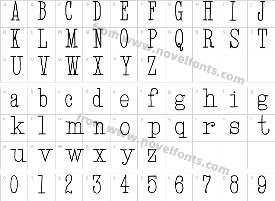 Hand TypeWriterCharacter Map