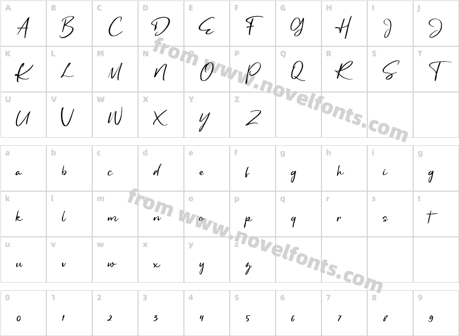 Handlettery demo RegularCharacter Map