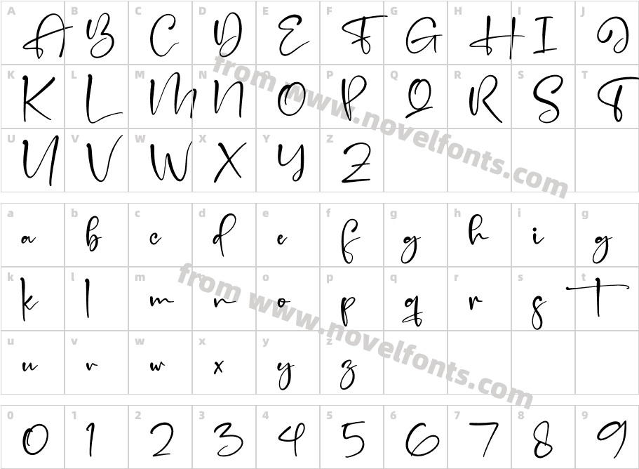 Handscript SignatureCharacter Map