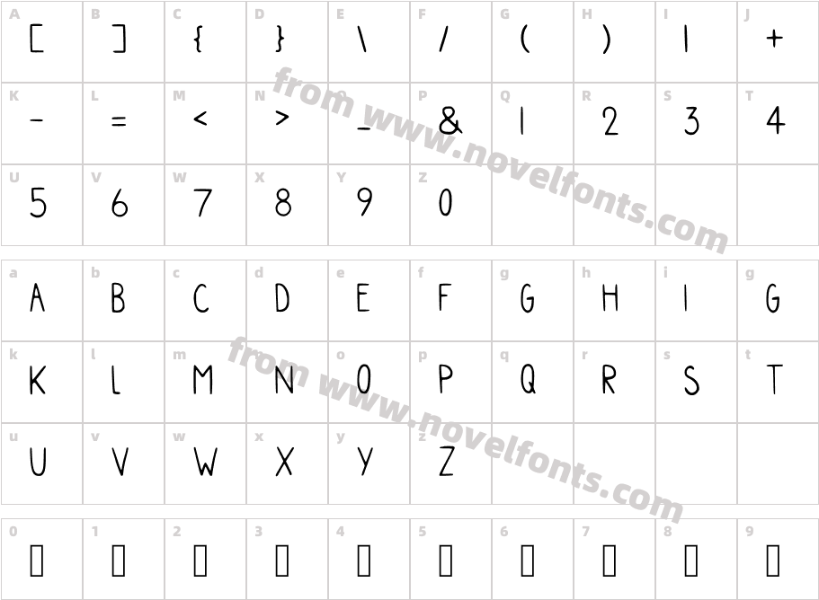 Handwriting RegularCharacter Map