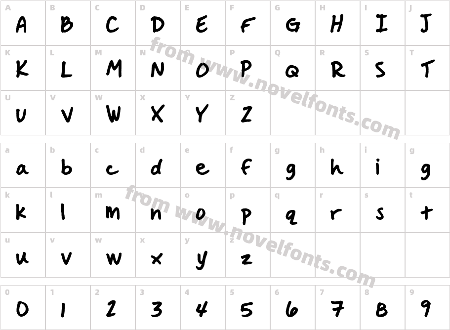 Handwritten Crystal v2Character Map