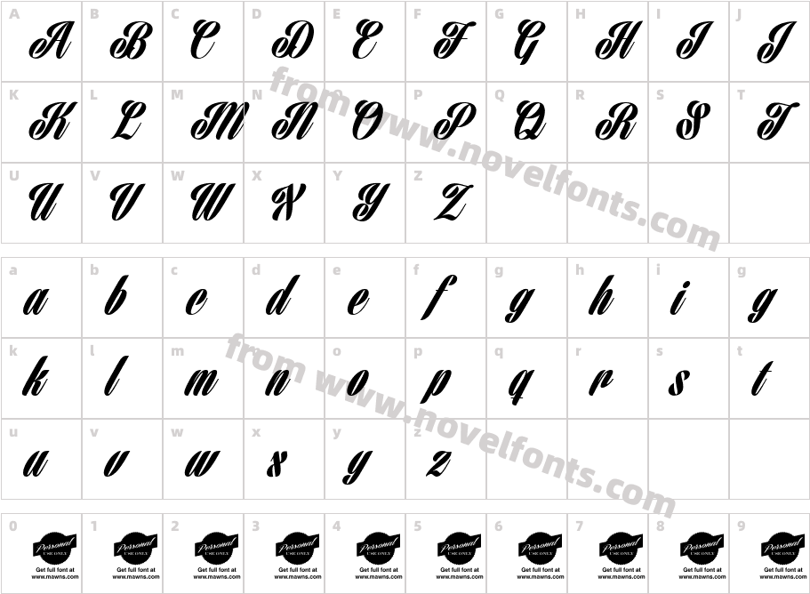 Harbell Personal Use OnlyCharacter Map