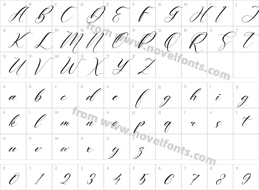 Harietta Bulmer ItalicCharacter Map