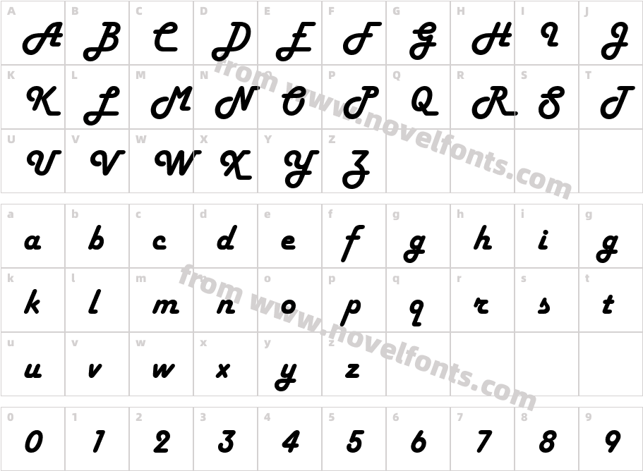 Harlow Solid ItalicCharacter Map