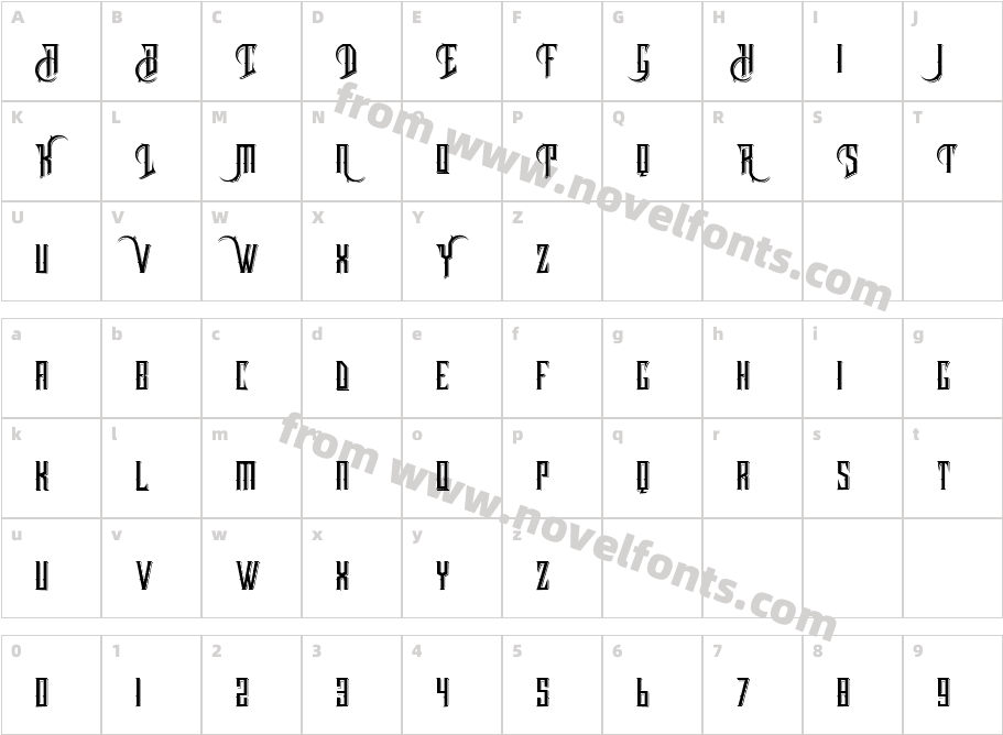 Harsh TypefaceCharacter Map