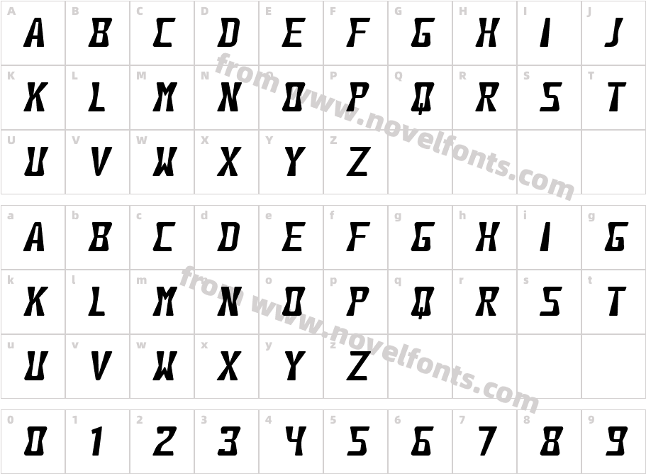 Harves ItalicCharacter Map