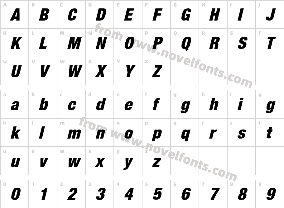 HarvestItal RegularCharacter Map