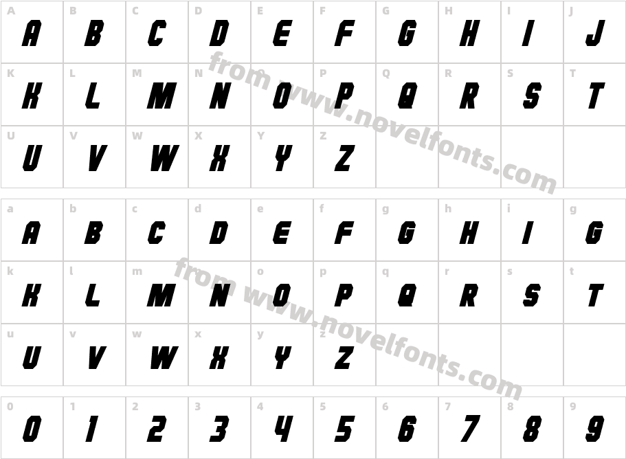 Hauser Condensed Bold ItalicCharacter Map