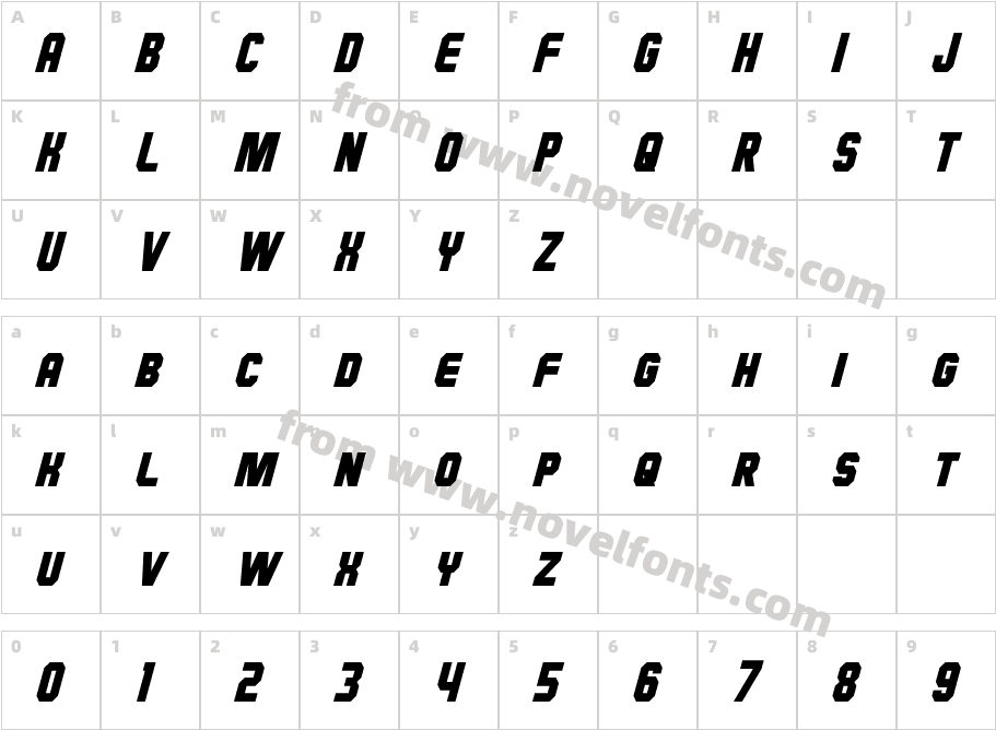 Hauser Condensed ItalicCharacter Map