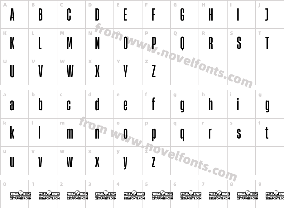 Heading Now Trial 25 MediumCharacter Map