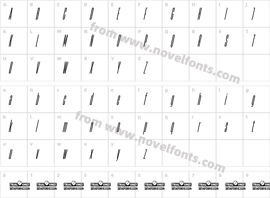 HeadingNow Trial 04 Regular ItalicCharacter Map