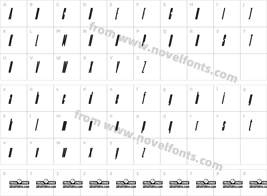 HeadingNow Trial 08 Heavy ItalicCharacter Map