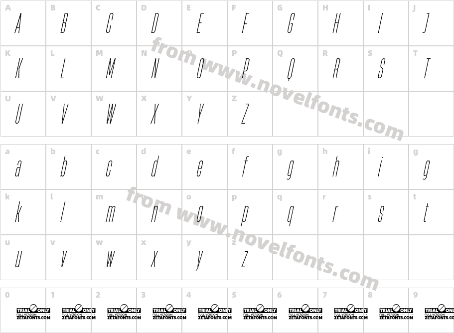 HeadingNow Trial 12 Light ItalicCharacter Map