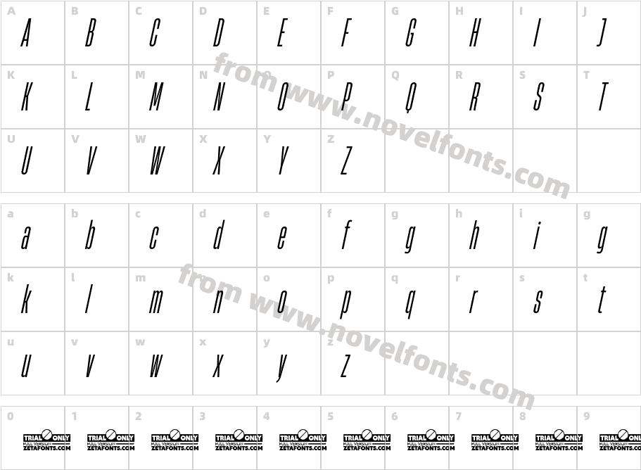 HeadingNow Trial 14 Regular ItalicCharacter Map