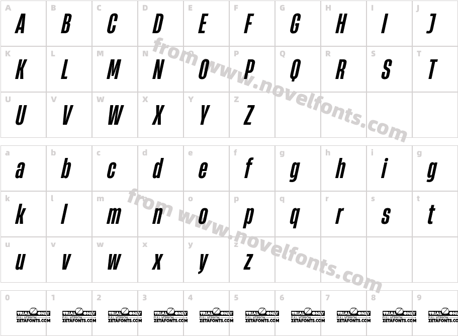 HeadingNow Trial 36 Bold ItalicCharacter Map