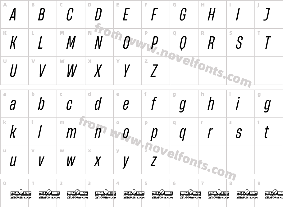 HeadingNow Trial 44 Regular ItalicCharacter Map