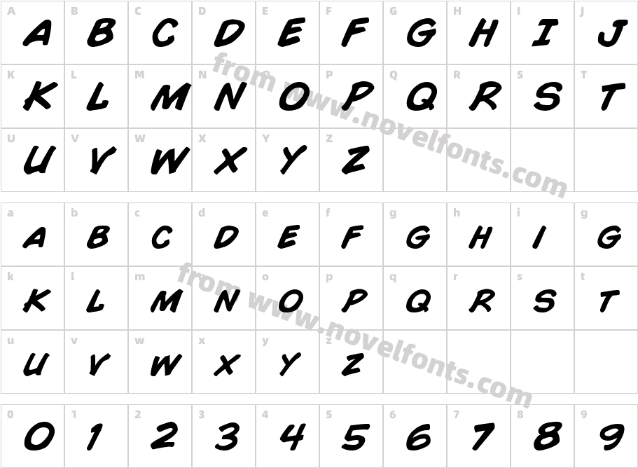 Comic Book Bold ItalicCharacter Map