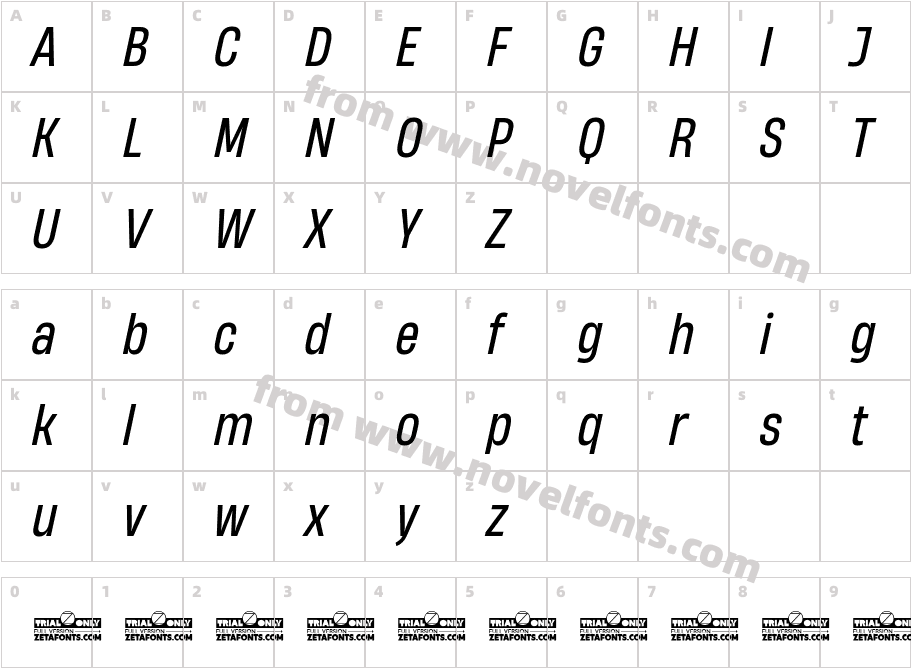 HeadingNow Trial 54 Regular ItalicCharacter Map