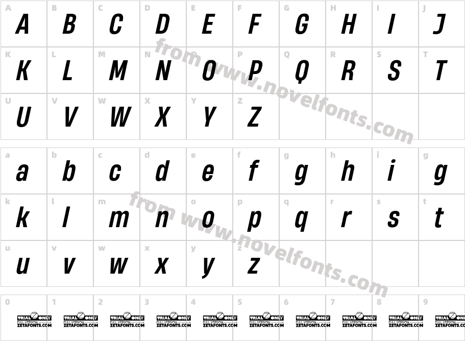 HeadingNow Trial 55 Medium ItalicCharacter Map