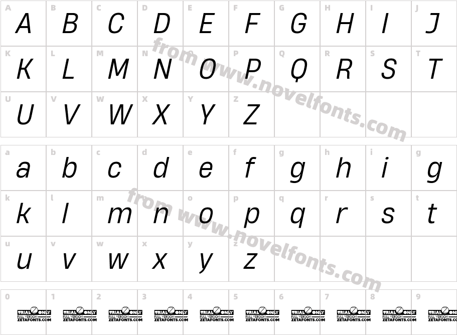 HeadingNow Trial 63 Book ItalicCharacter Map