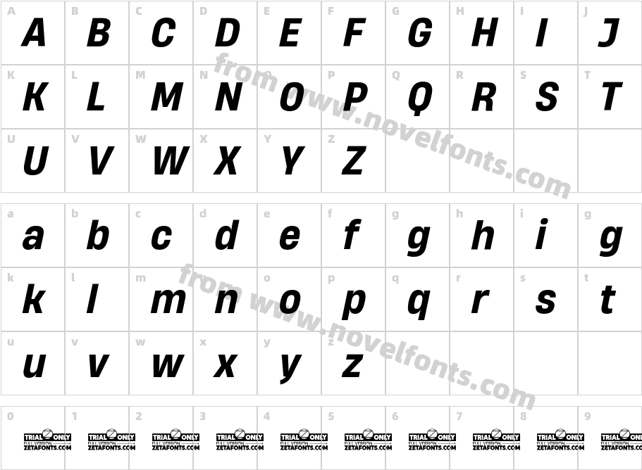 HeadingNow Trial 65 Medium ItalicCharacter Map