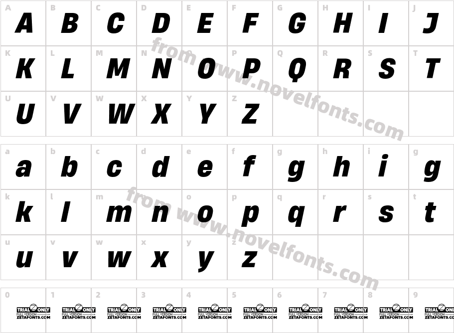 HeadingNow Trial 66 Bold ItalicCharacter Map