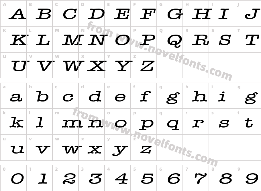 Headline Extended ItalicCharacter Map