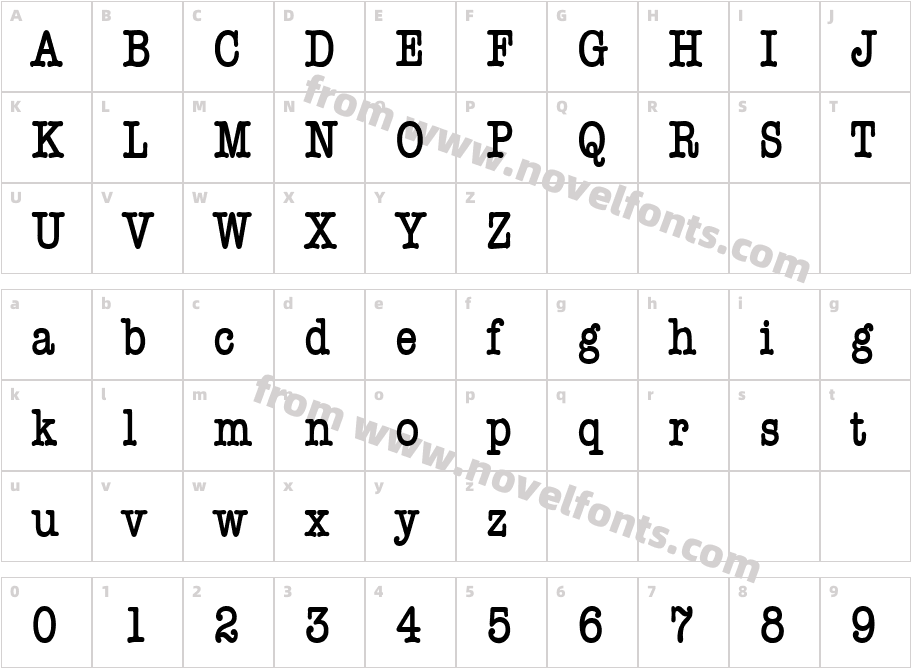 Headline Thin BoldCharacter Map