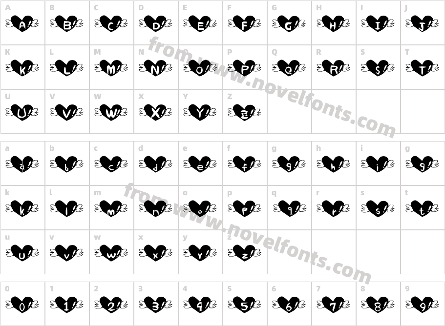 Heart FontCharacter Map