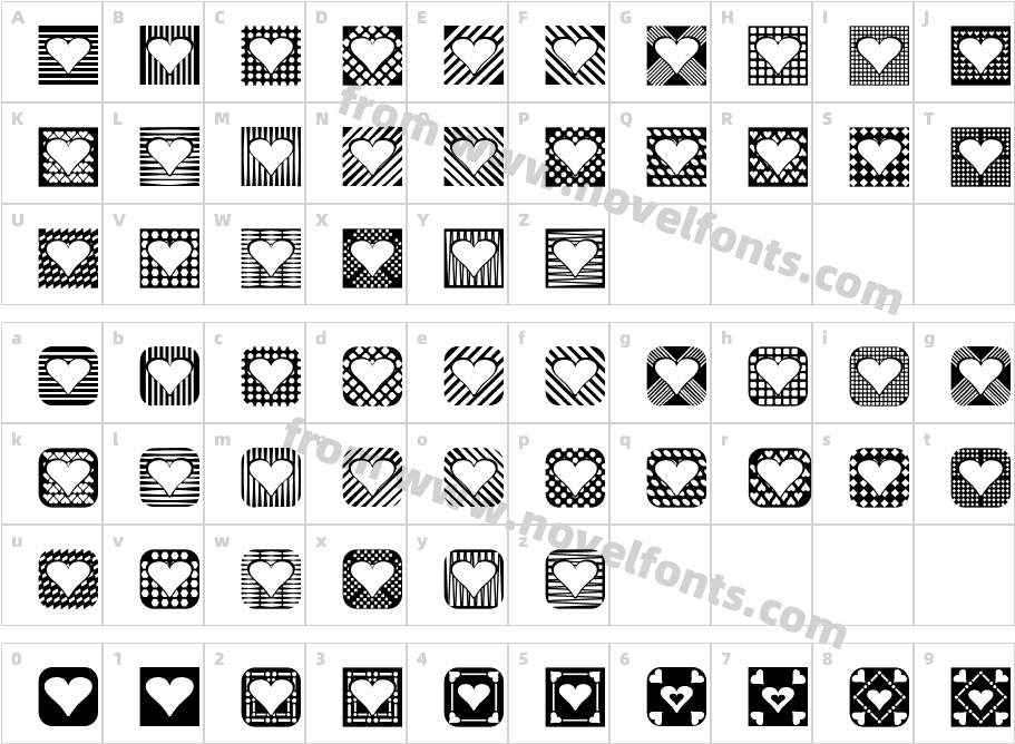 Heart Things 2Character Map