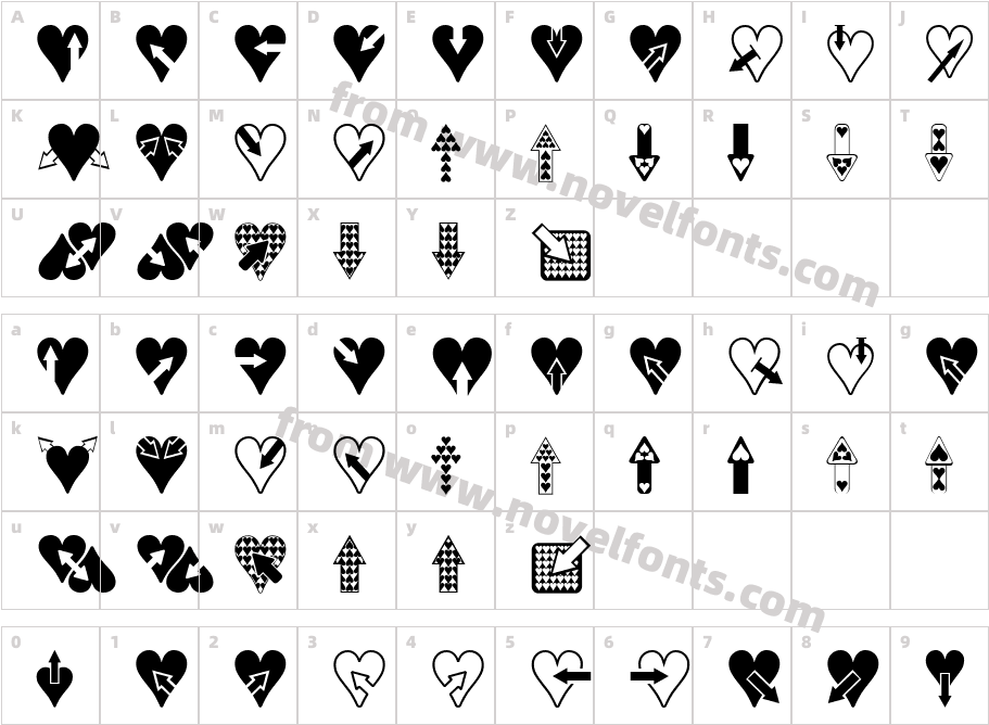 Hearts n ArrowsCharacter Map