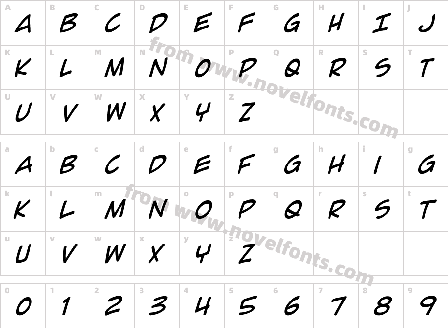 Comic Geek ItalicCharacter Map