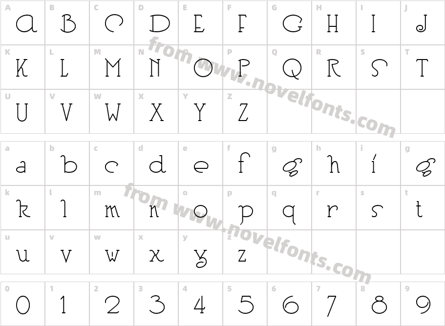 HeberlingCasualNF MediumCharacter Map