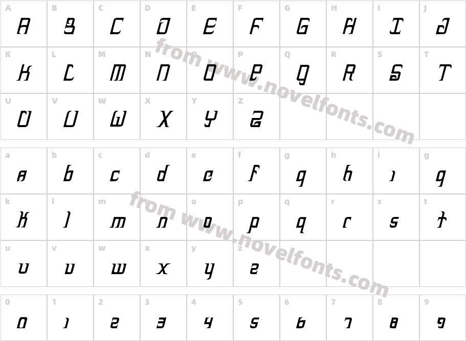 Heckler-BoldItalicCharacter Map