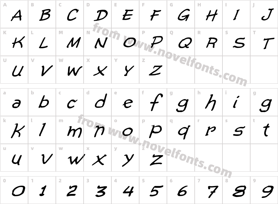 ComicGibiItalicCharacter Map