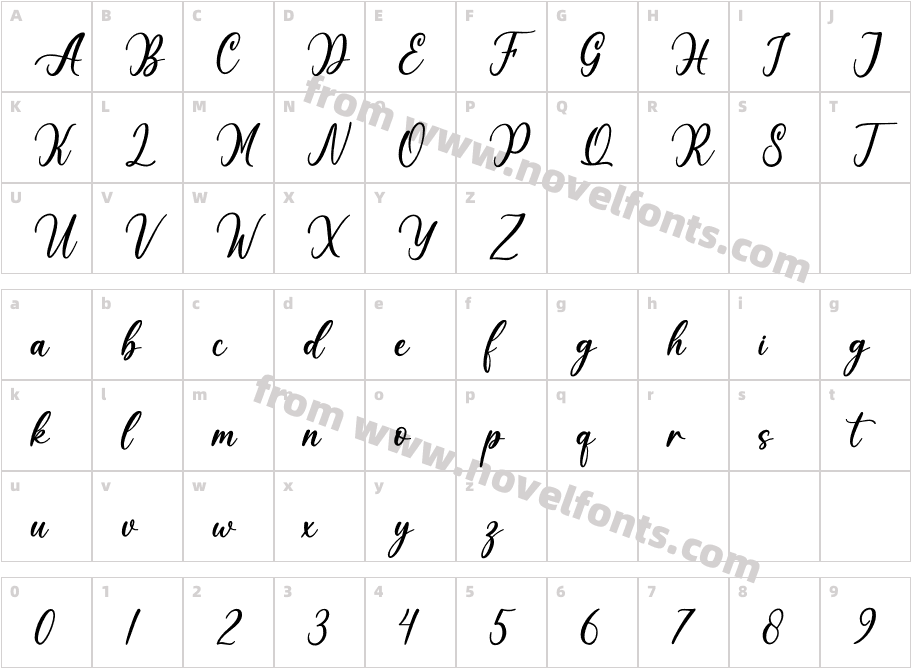 HelenaRegularCharacter Map