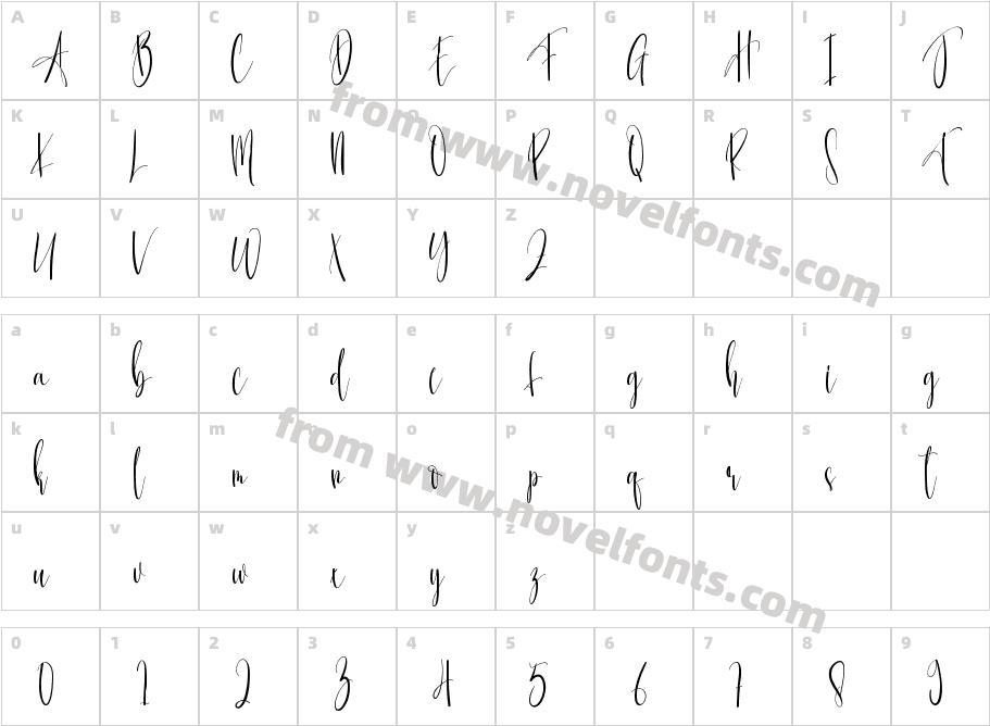 HellonitaRegularCharacter Map