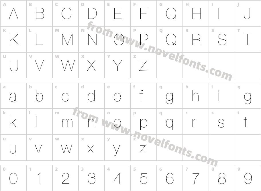 Helvetica LT 25 Ultra LightCharacter Map