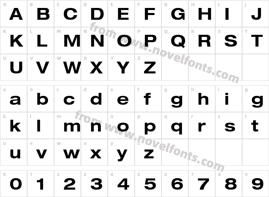 Helvetica LT 73 Bold ExtendedCharacter Map