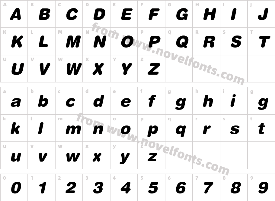 Helvetica Rounded LT Black ObliqueCharacter Map