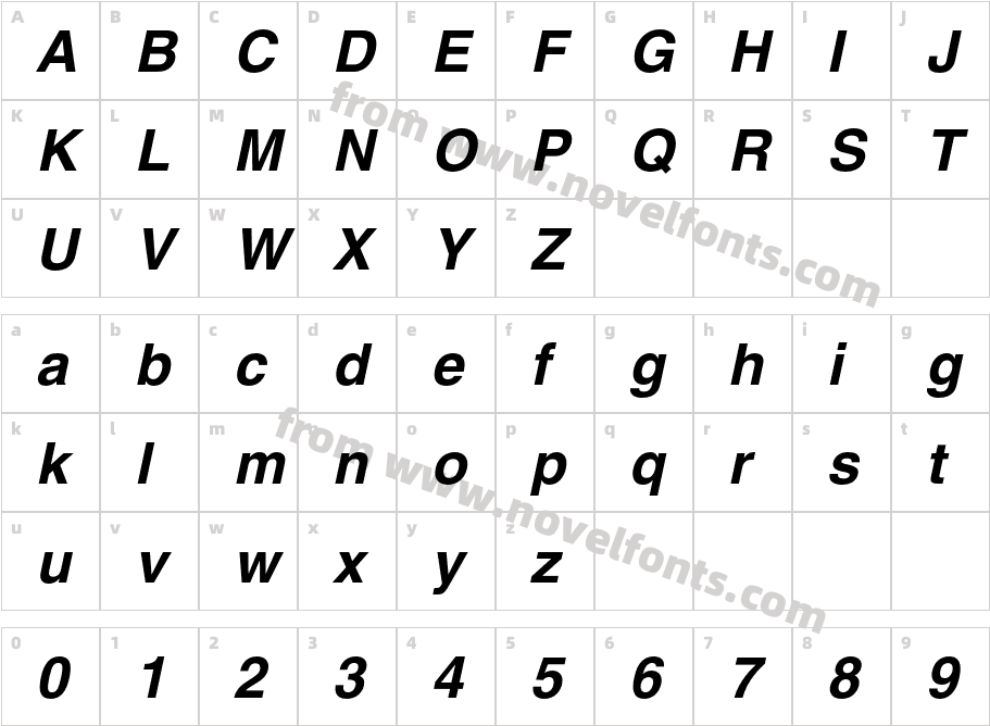 HelveticaCE-BoldObliqueCharacter Map