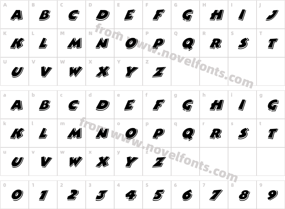 ComixHighlight ItalicCharacter Map