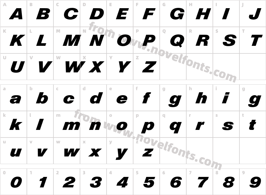 HelveticaDiagonalBQCharacter Map