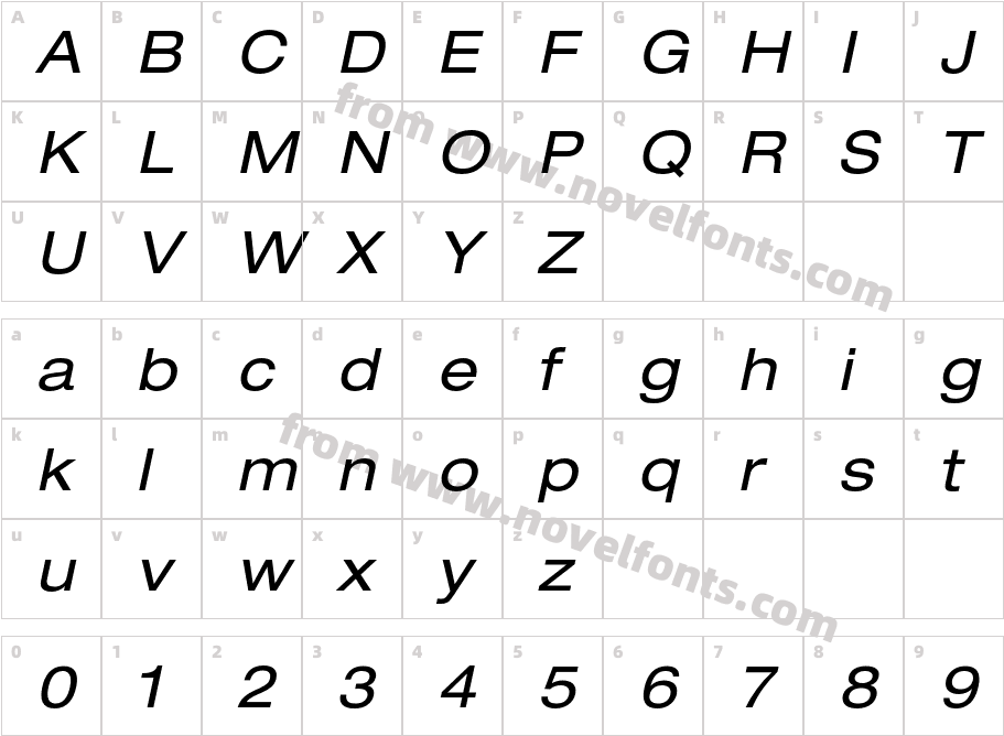 HelveticaNeue-ExtendedOblCharacter Map