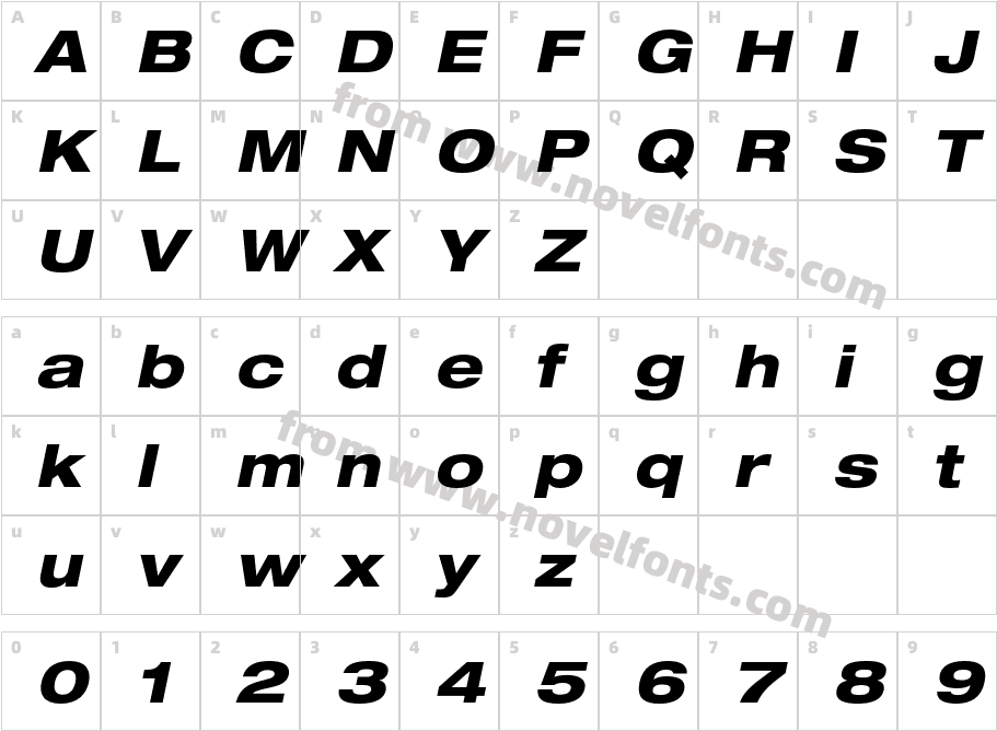 HelveticaNeueLTPro-HvExOCharacter Map