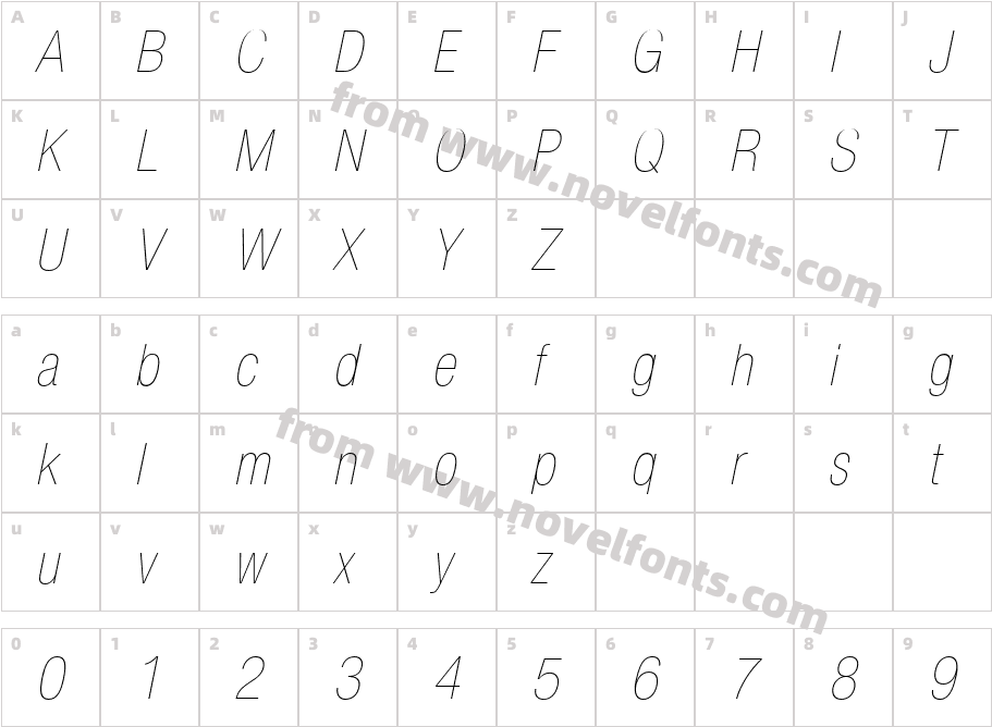 HelveticaNeueLTPro-UltLtCnOCharacter Map