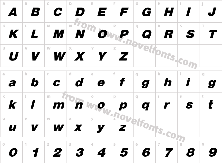 HelveticaObl-HeavyCharacter Map