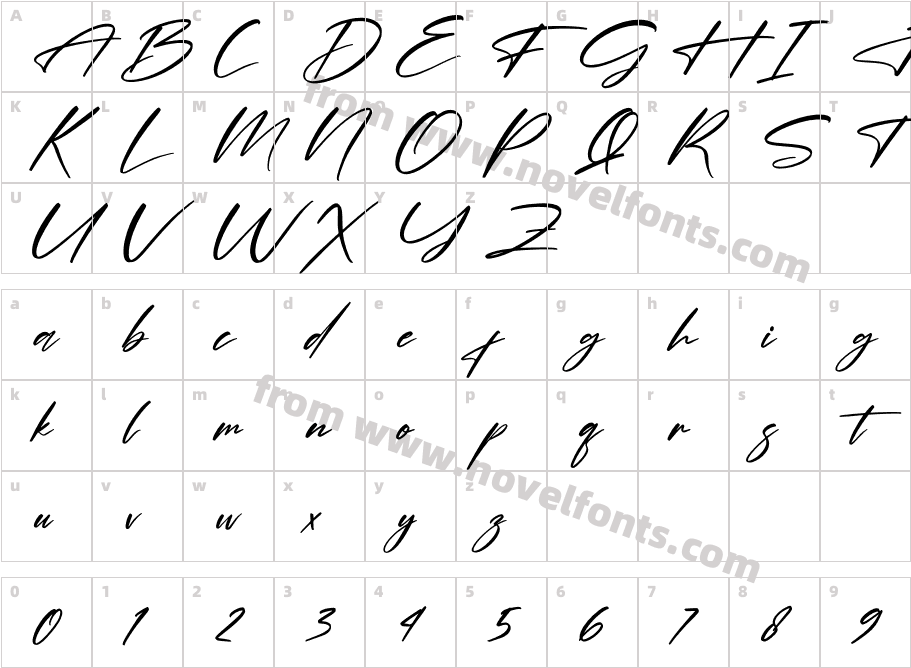 Hendycroft Signature ItalicCharacter Map