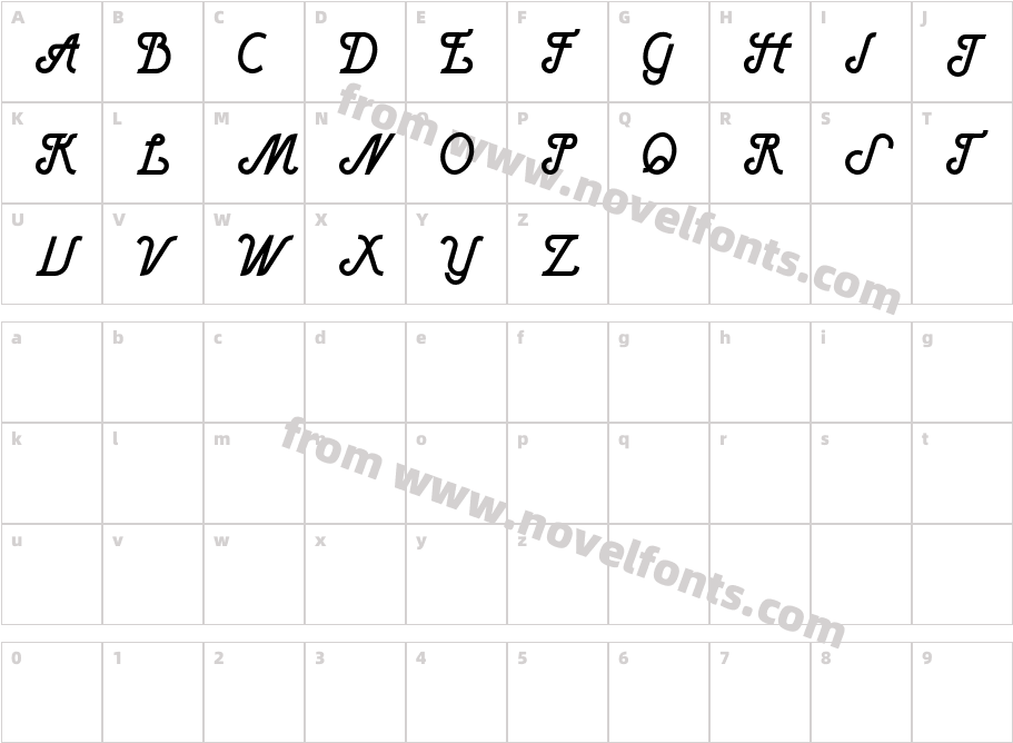 Henry Bold ItalicCharacter Map